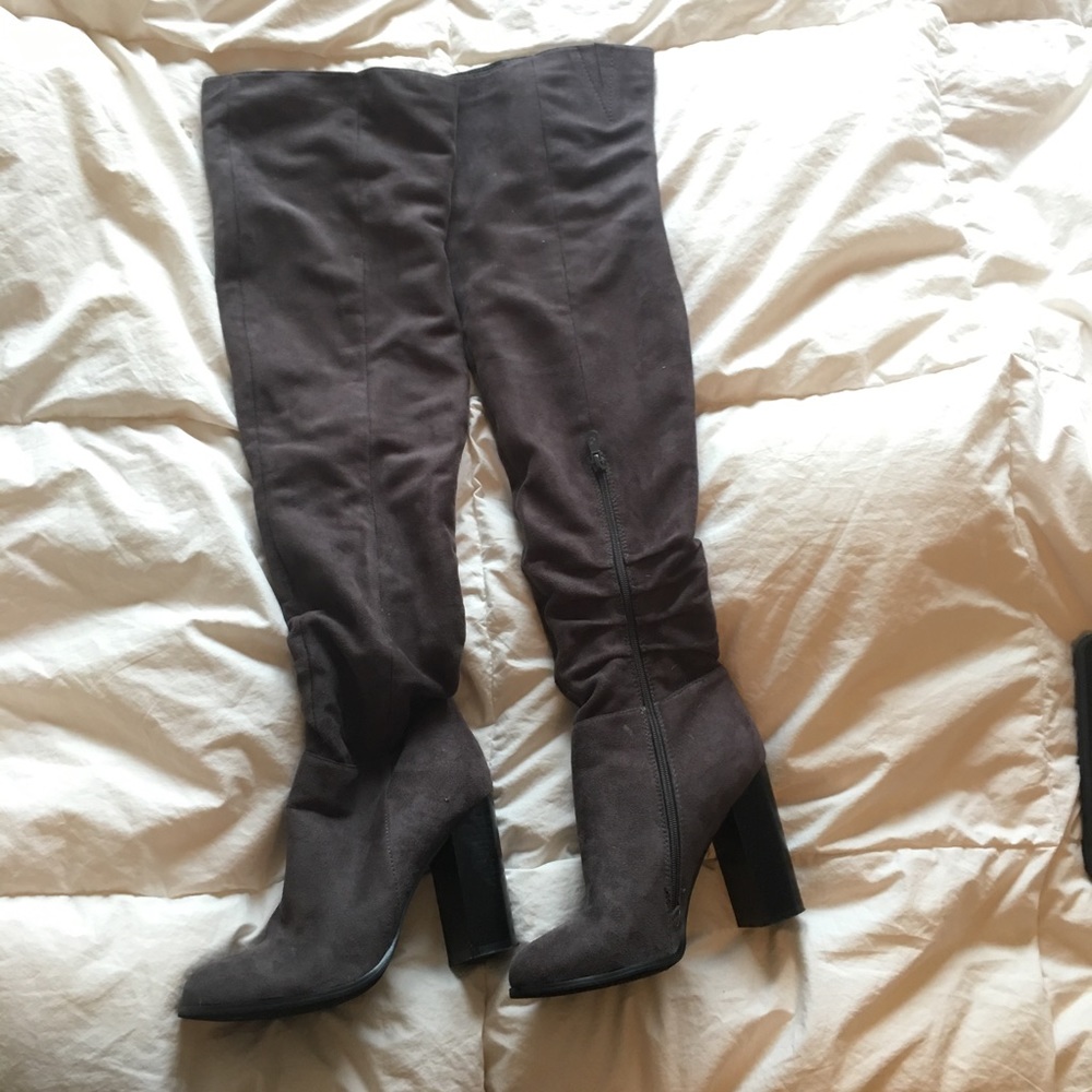Public Desire Thigh High Boots size 9 dark Taupe